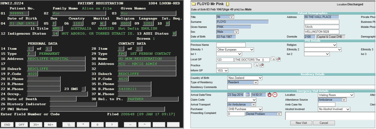 Legacy PAS interfaces: terminal and form-based systems